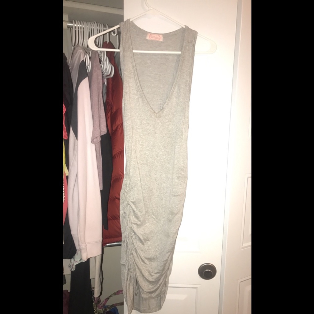 Sweatshirt gray midi fringe dress